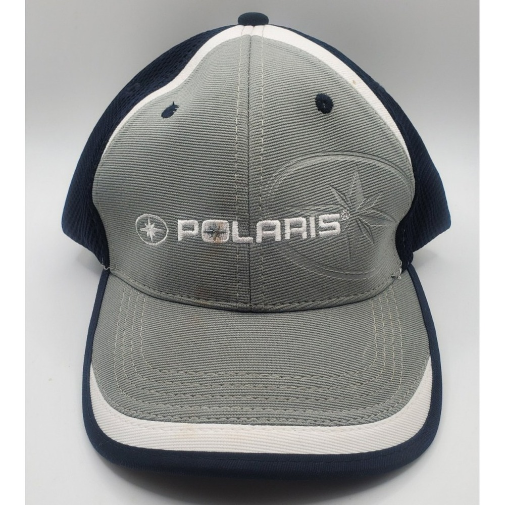 Polaris Mesh Snapback Trucker Hat Baseball Cap Embroidered Blue/ Gray/ White‎
